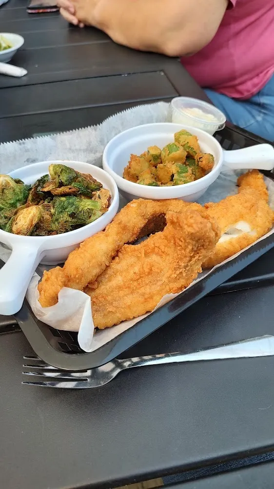 Catfish Dinner with Okra and Brussel Sprouts